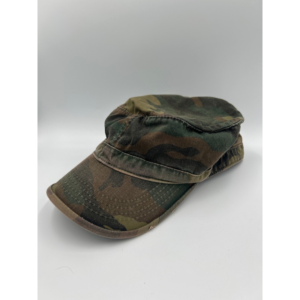 Rapid Dominance Womens Distressed Woodland Camo Cadet Military Cap Hat Green